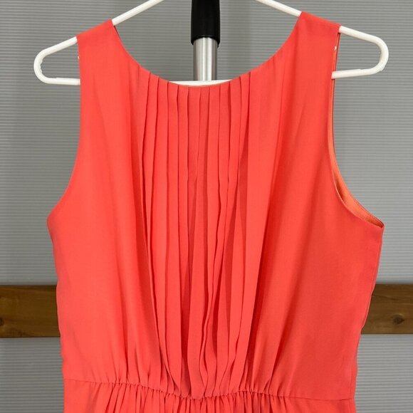 NWOT (Plenty) Propaganda Coral Pleated Tulip Wrap Hem Sleeveless Midi Dress Sz M - Picture 5 of 10